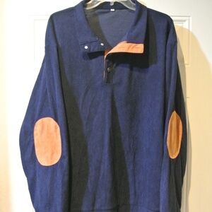 MENS 3XL NAVY BLUE CORDUROY 1/4 SNAP CLOSURE SHIRT